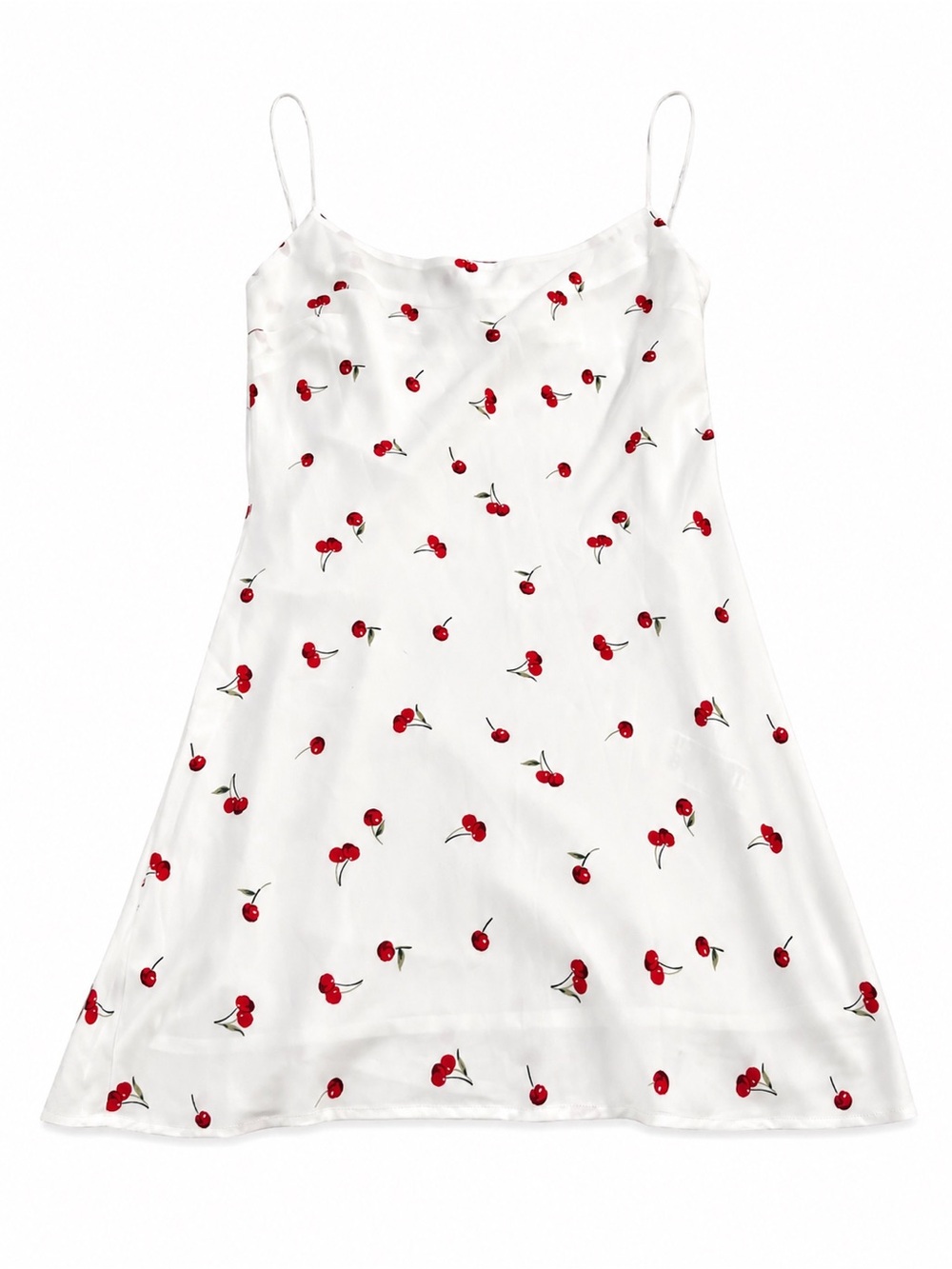 Abercrombie & Fitch White Slip Dress with Red Cherry Print
